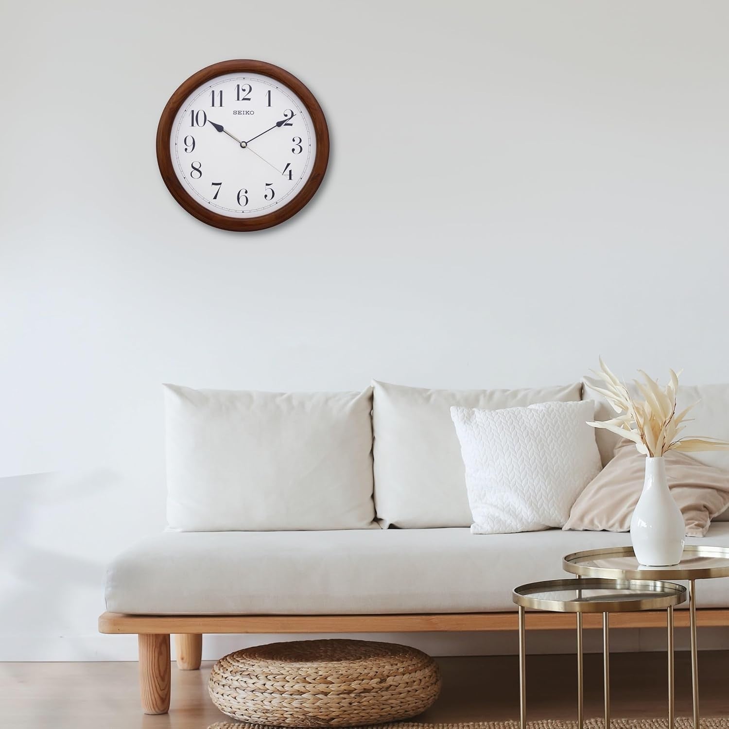 Oversized Modern Black & White Silent Quartz Wall Clock 80cm Living Room