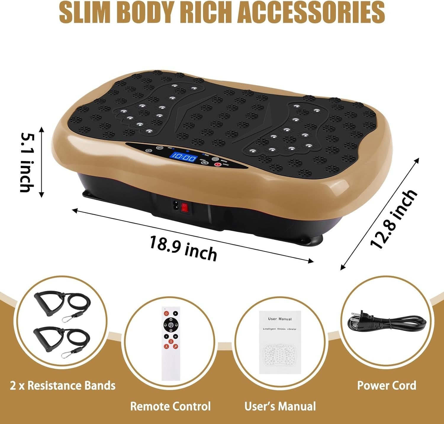 Gold Vibration Plate Exercise Machine Weight Loss Lymphatic Drainage 120 Speeds