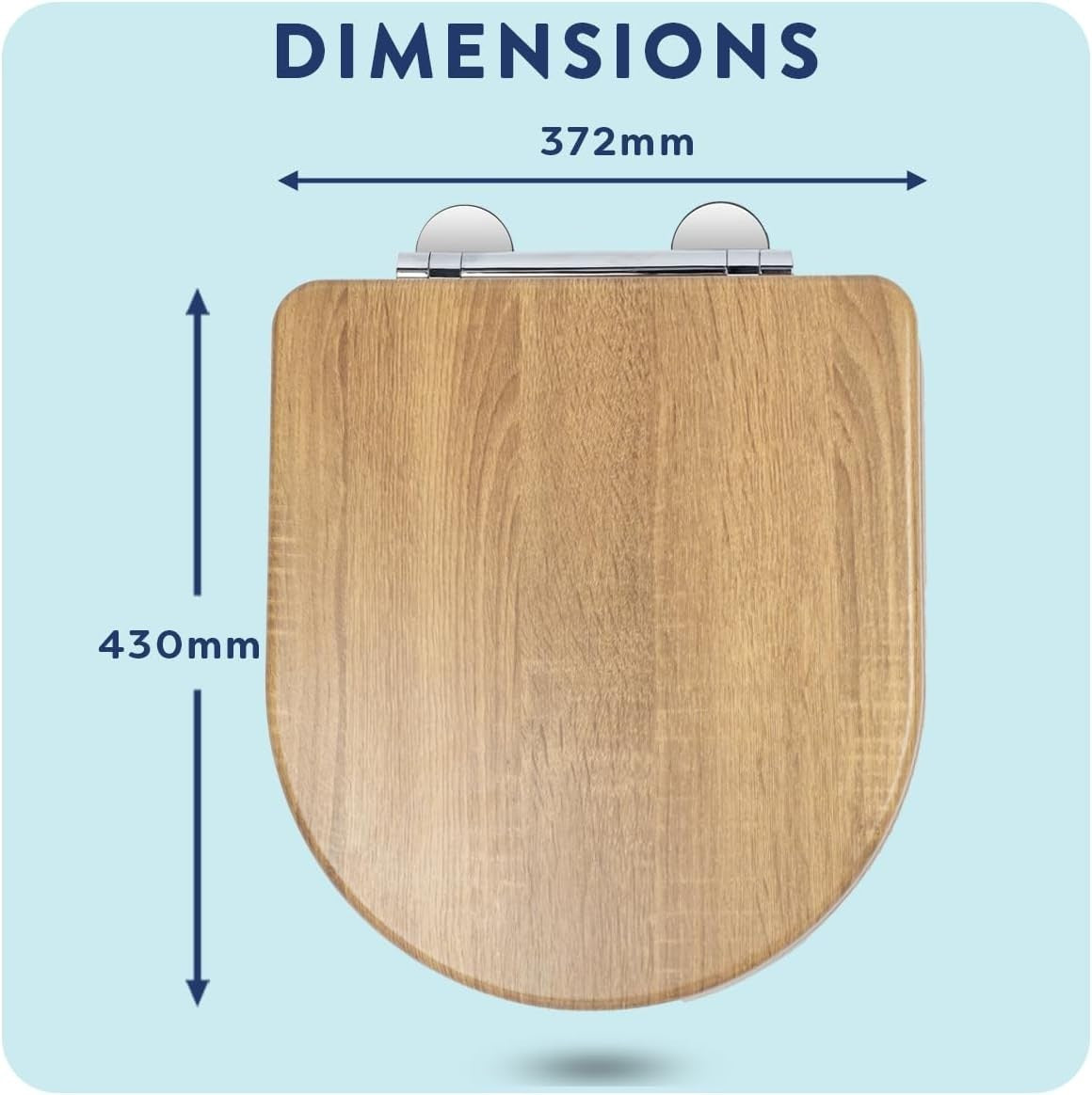 Teak D-Shape Wooden Toilet Seat Soft Close Quick Release Antibacterial