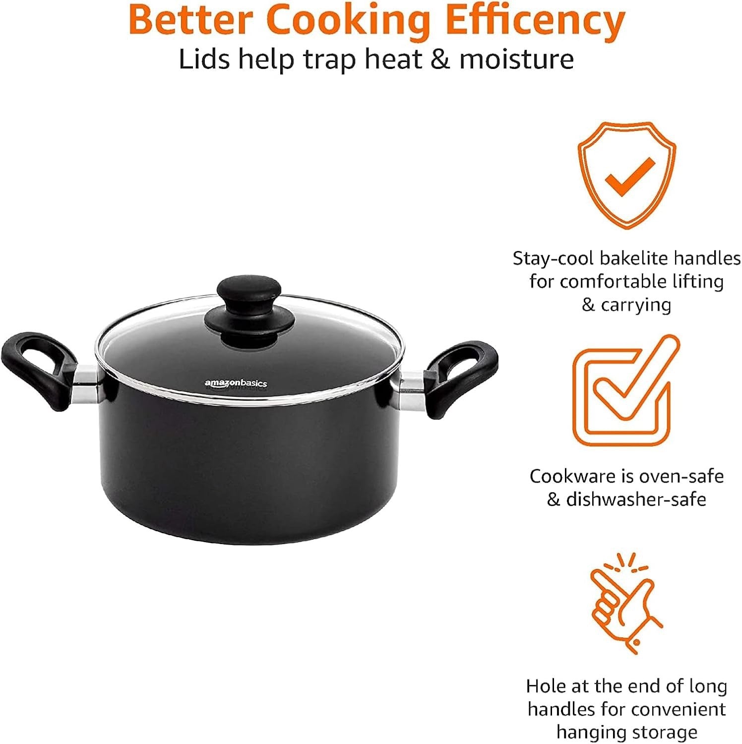 5pcs Non Stick Pan and Pot Set Cookware Set with Glass Lids Induction Safe