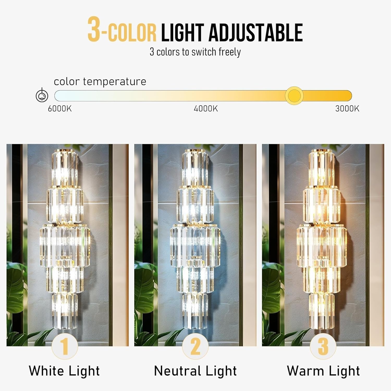 Luxury Crystal Wall Light 5 Bulb Gold Sconce Modern 80cm Hallway Lamp