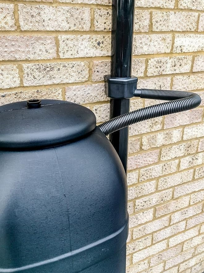 100L Slimline Water Butt Kit With Stand & Downpipe Filler Black Rain Collector