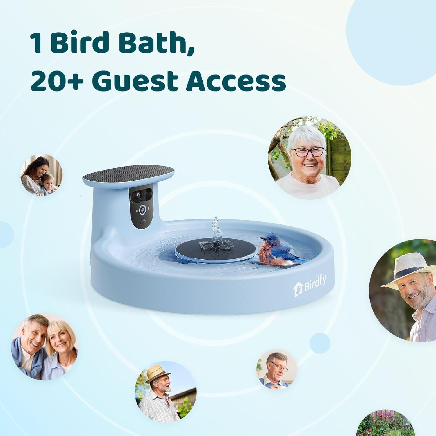 Smart Solar Bird Bath with Camera Dual Lens Auto Video Bird Feeder Fountain