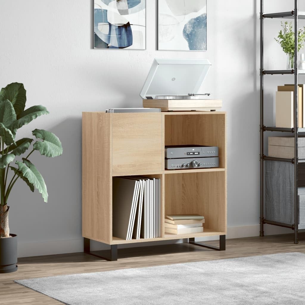 Modern Sonoma Oak Vinyl Record Cabinet – Sturdy Storage & Display Unit