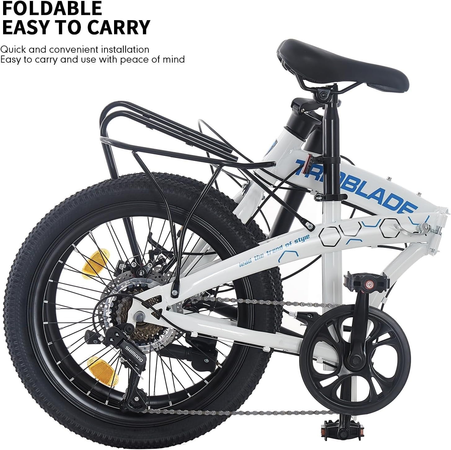20" Folding Lightweight Bike 7-Speed Shimano Disc Brakes Commuter Bicycle