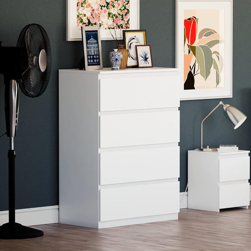 Modern 4-Drawer White Chest Storage Unit – Compact, Durable & Easy Setup