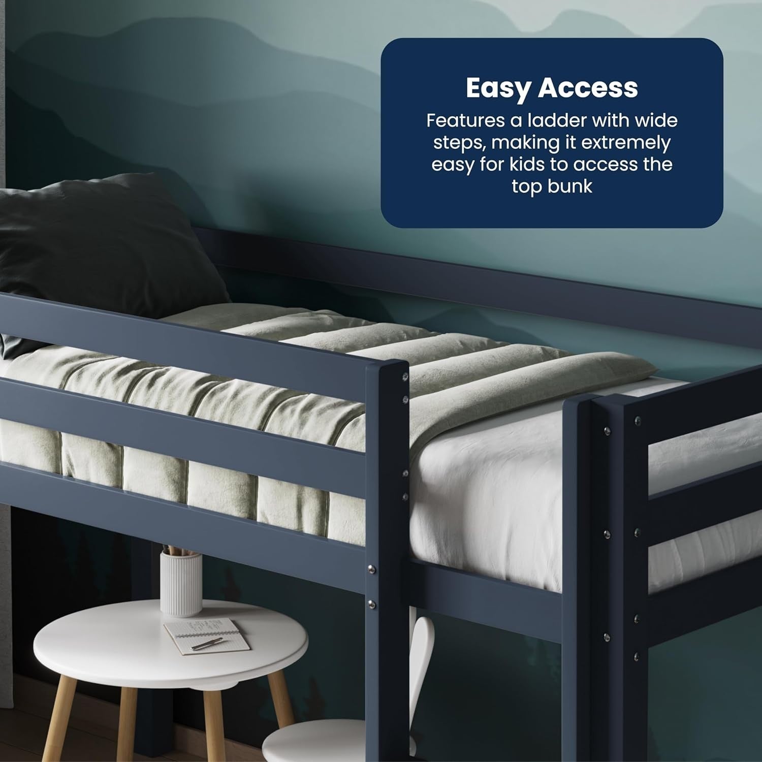 Flair Grey Mid Sleeper Cabin Bed for Kids with Storage, Compact Pine Frame
