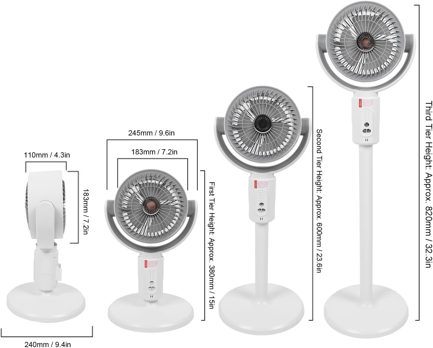 Quiet Adjustable Standing Fan – 4-Speed Remote Control Oscillating Floor Fan