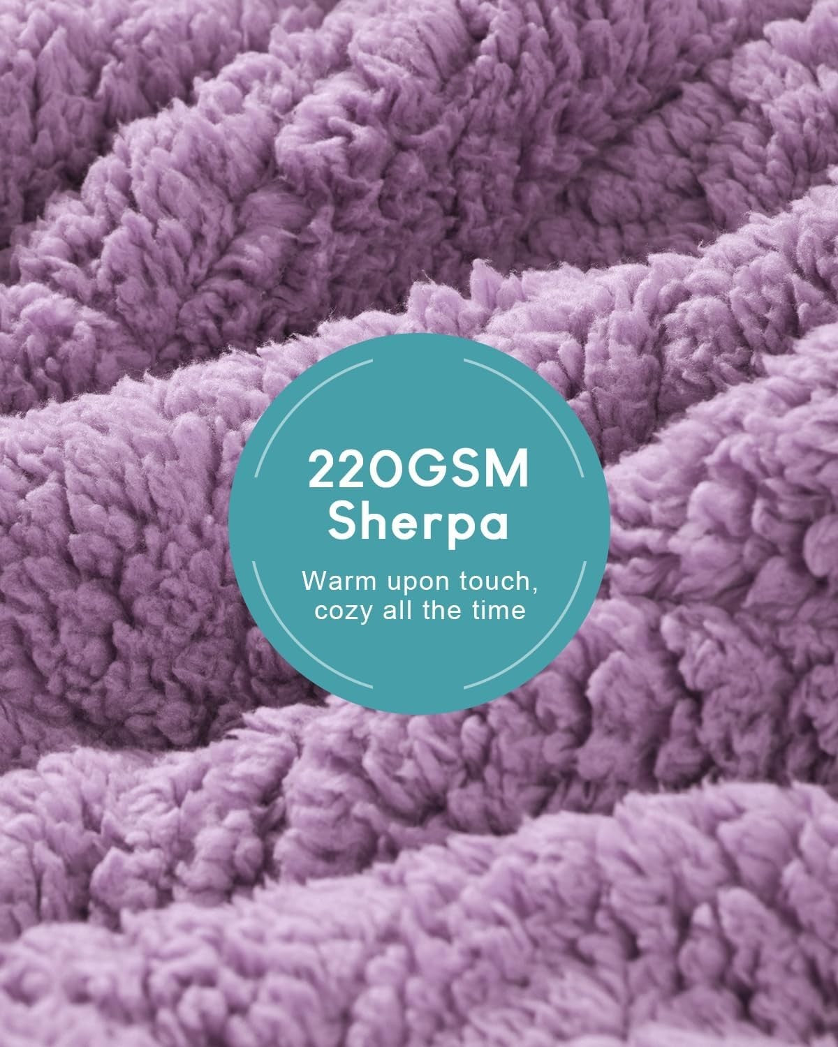 Weighted Blanket 15lb Jacquard Sherpa Cozy Sleep Aid 60x80 Purple Queen