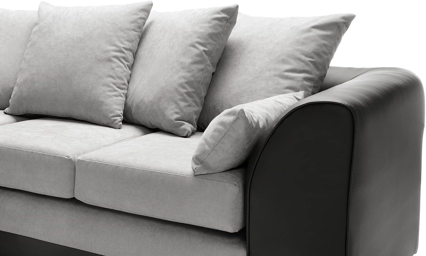 Modern L-Shaped Corner Sofa 4-Seater with Removable Cushions & Wood Frame