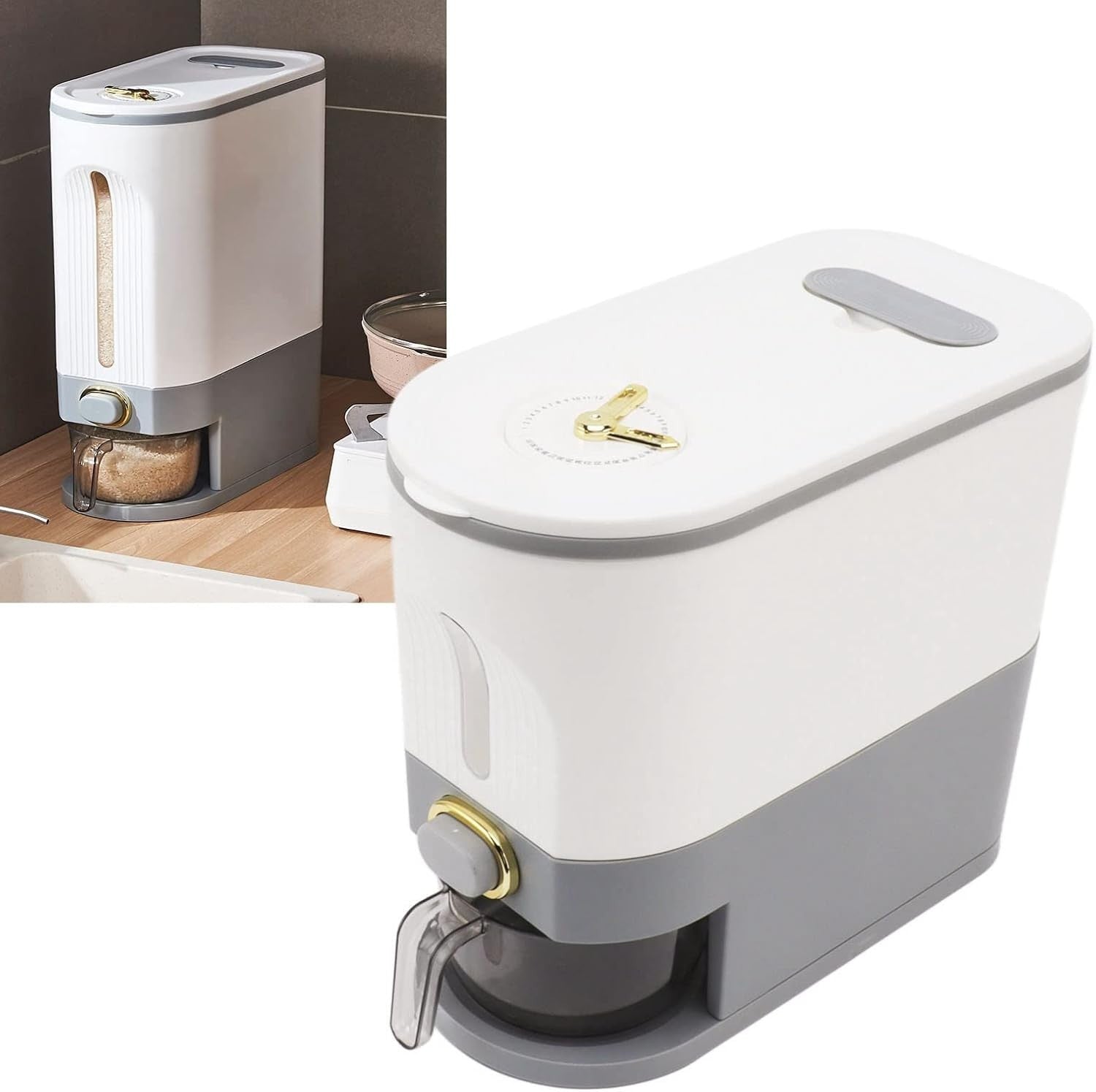 Airtight Rice Dispenser Box Large Capacity Grain Storage Container