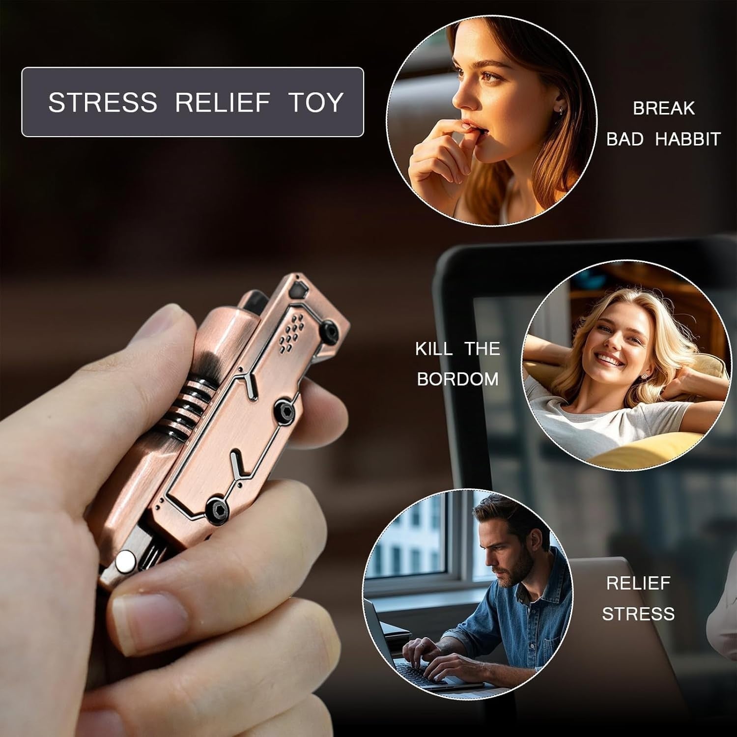 Metal Fidget Slider Clicker Stress Relief ADHD Anxiety Focus Toy