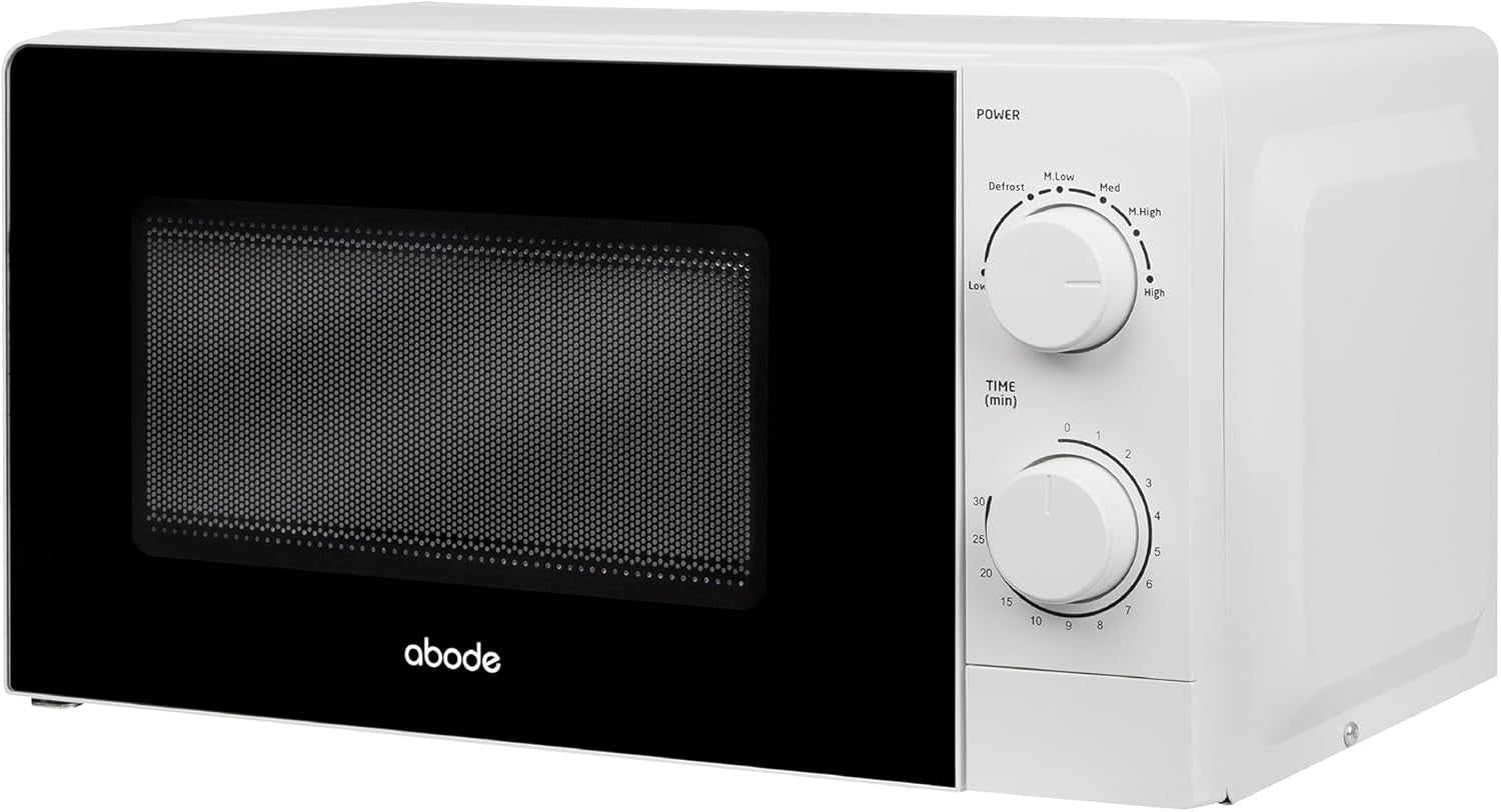 White 20L 700W Manual Microwave Oven 5 Power Levels Defrost