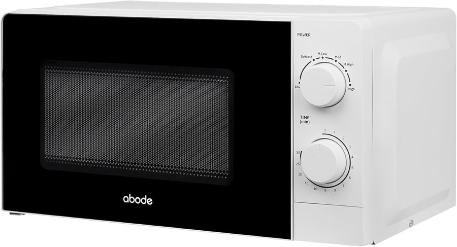 White 20L 700W Manual Microwave Oven 5 Power Levels Defrost