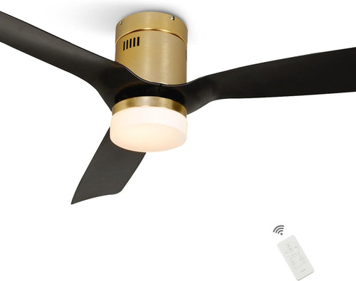 SMAAIR 52" Smart Ceiling Fan with Light, 10-Speed DC Motor, Gold Black