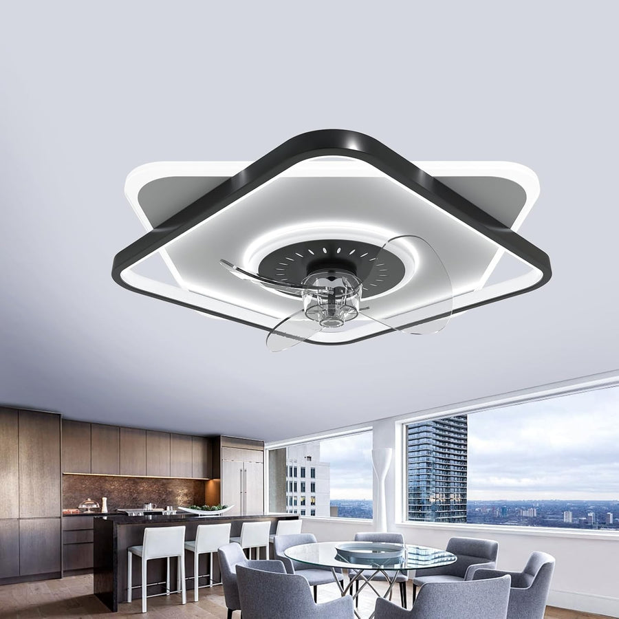 Low Profile Ceiling Fan, Dimmable 3000-6000K, 6 Speeds