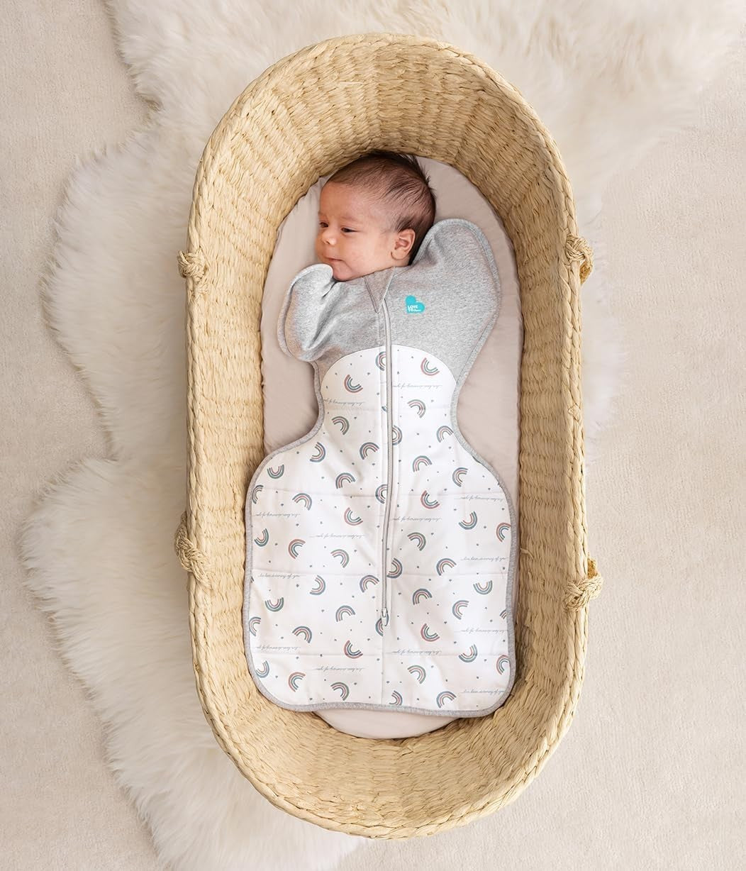 Newborn Swaddle Sleep Sack 2.5 TOG Cotton Arms-Up 3.5-6kg White