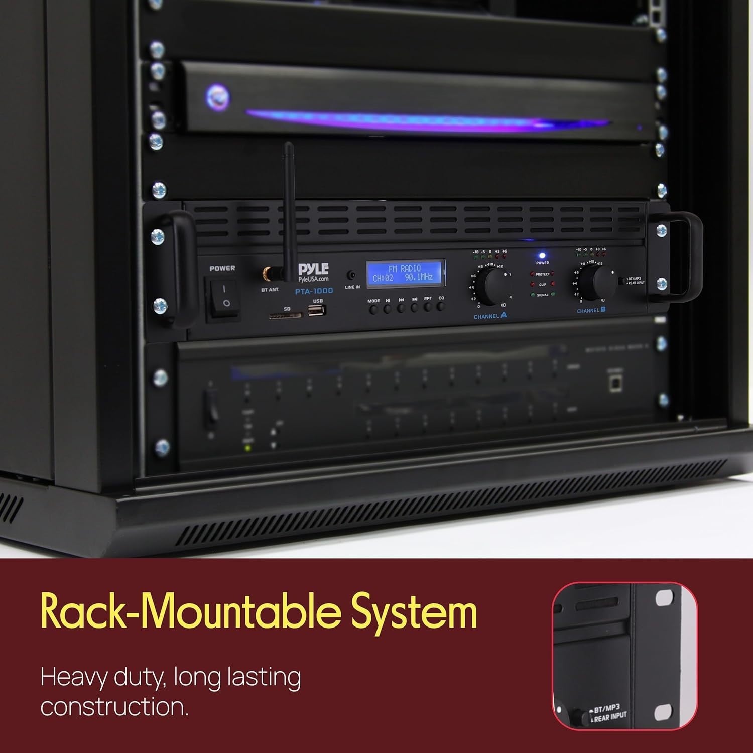 2000W Bluetooth Power Amplifier 2 Channel Bridgeable Rack