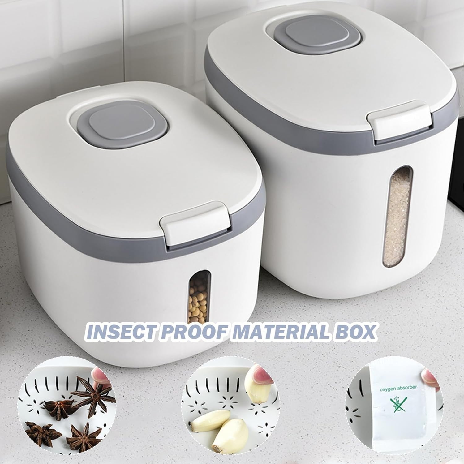 10KG Airtight Rice Storage Container BPA Free Dispenser with Measuring Cup