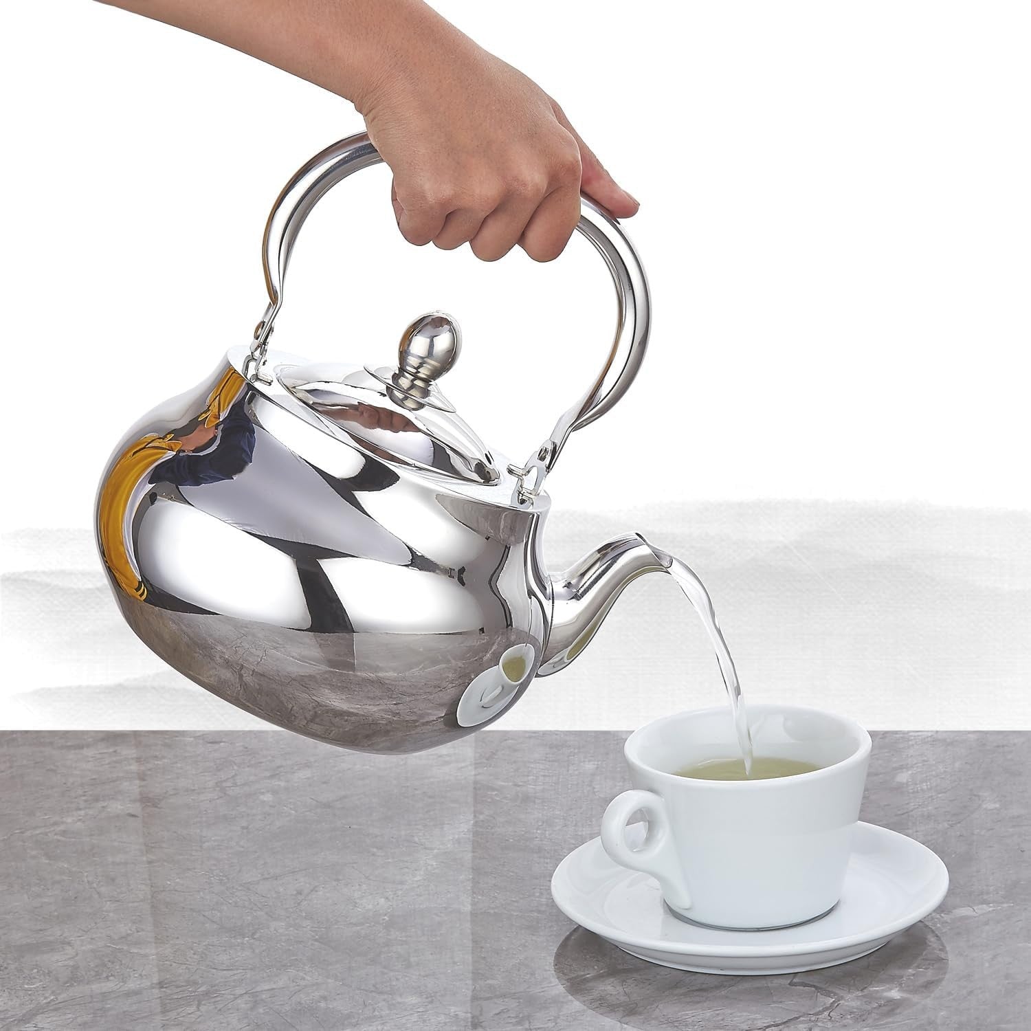 Stainless Steel Teapot 2000ml Tea Pot Infuser Induction Stovetop