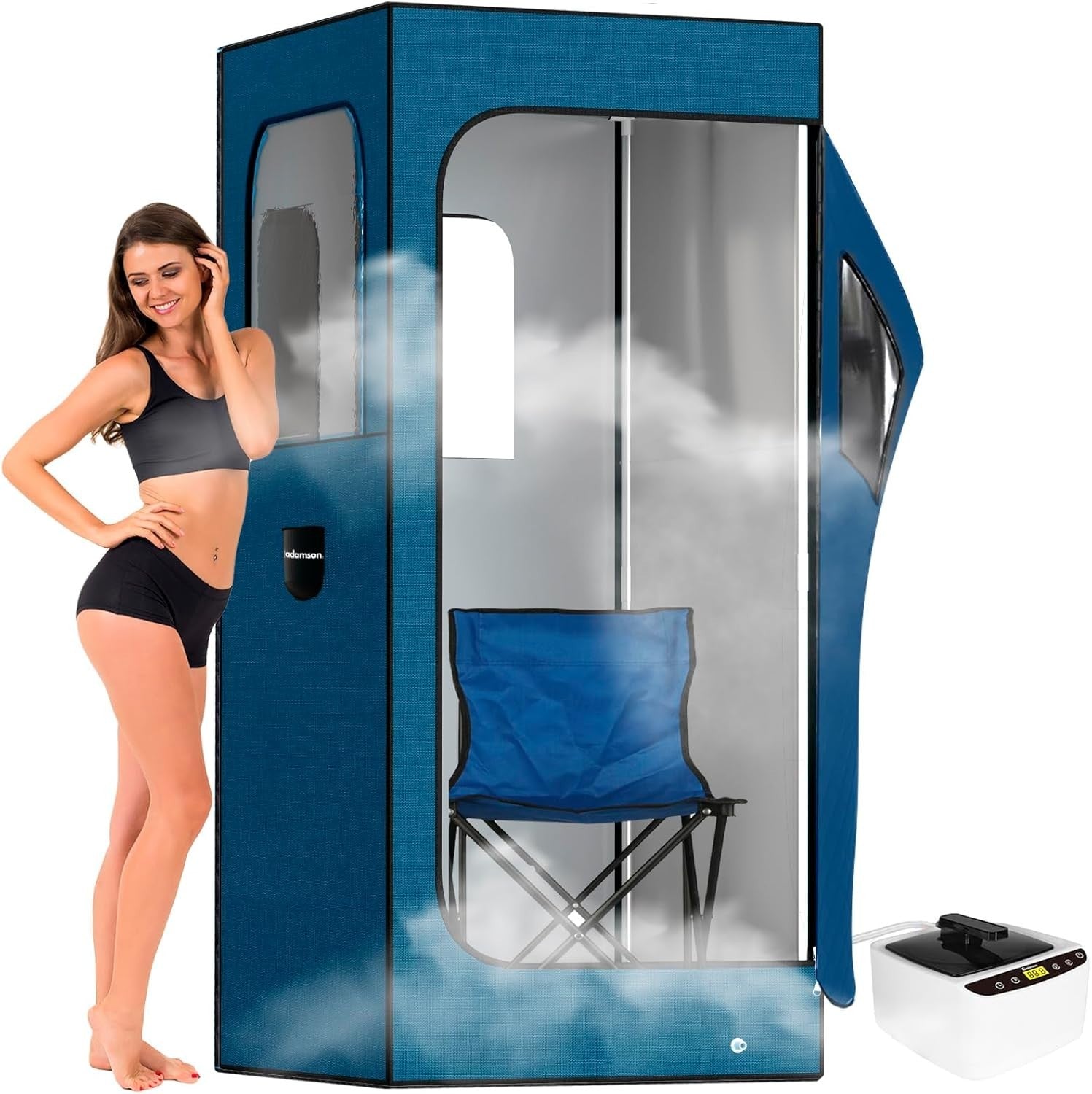 Full-Size Blue Steam Sauna Tent – 2.6L Steamer, Chair, Remote & Massager