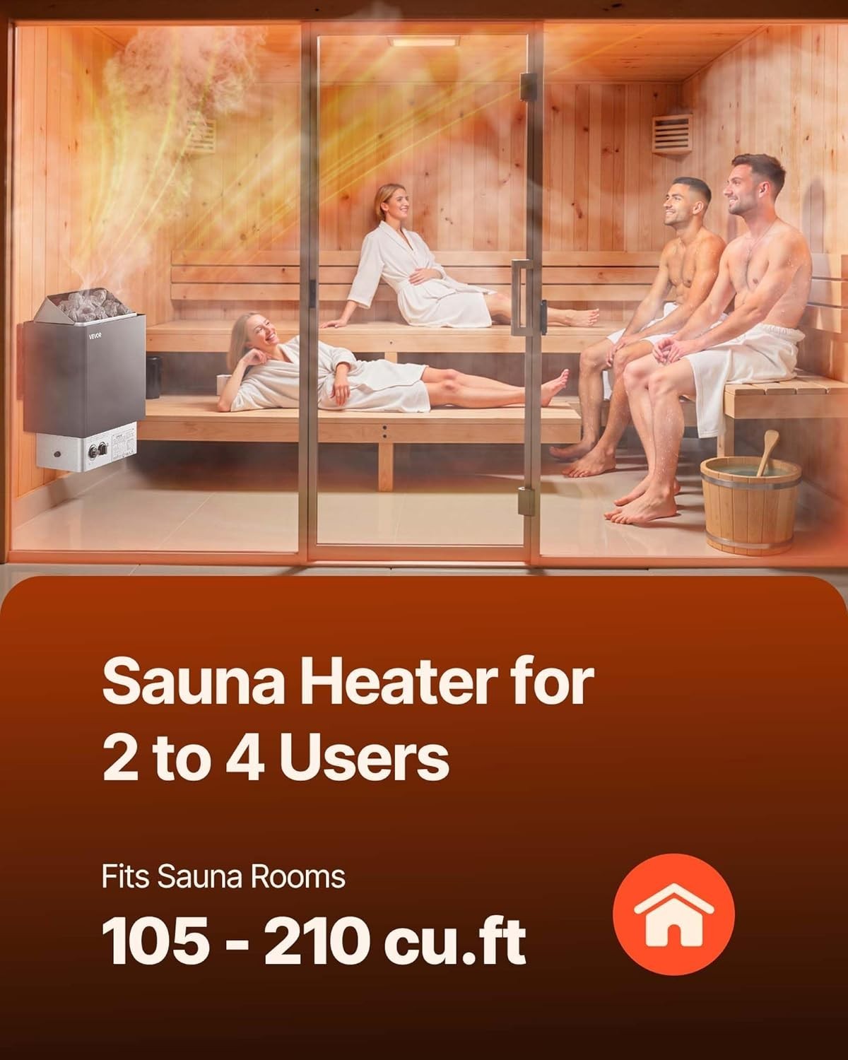 4.5KW Electric Sauna Heater 220V w/ Timer & Adjustable Temp – 3-6m³ Room