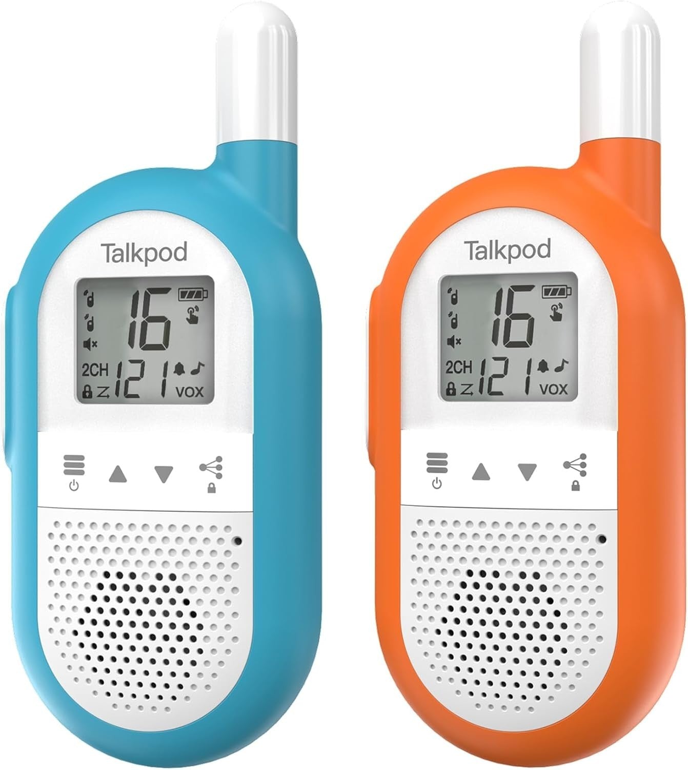 Rechargeable Walkie Talkies PMR446 16 Channel VOX Long Range Blue Orange