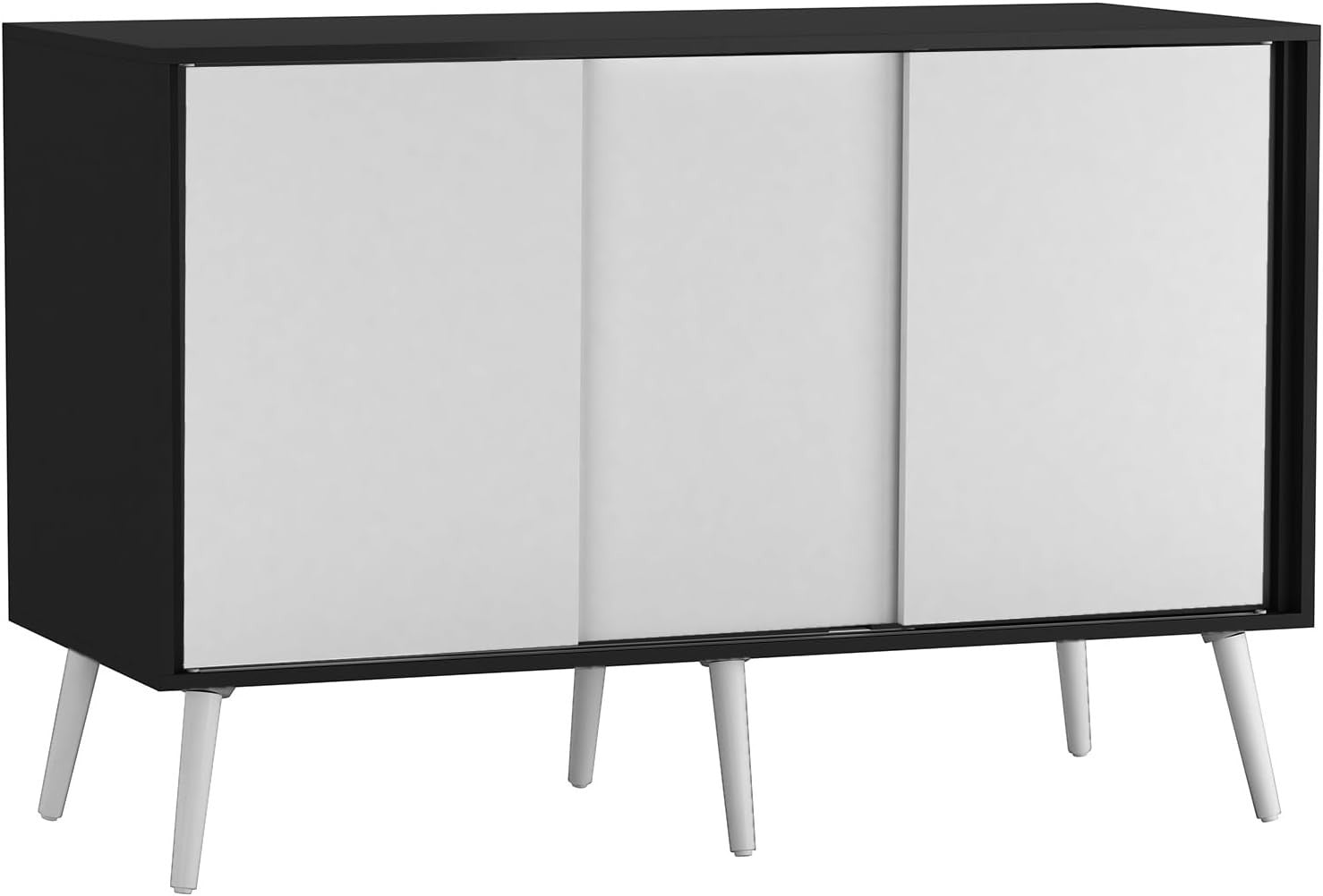 White Door Sliding Sideboard Cabinet 3 Door Storage Unit Modern Design