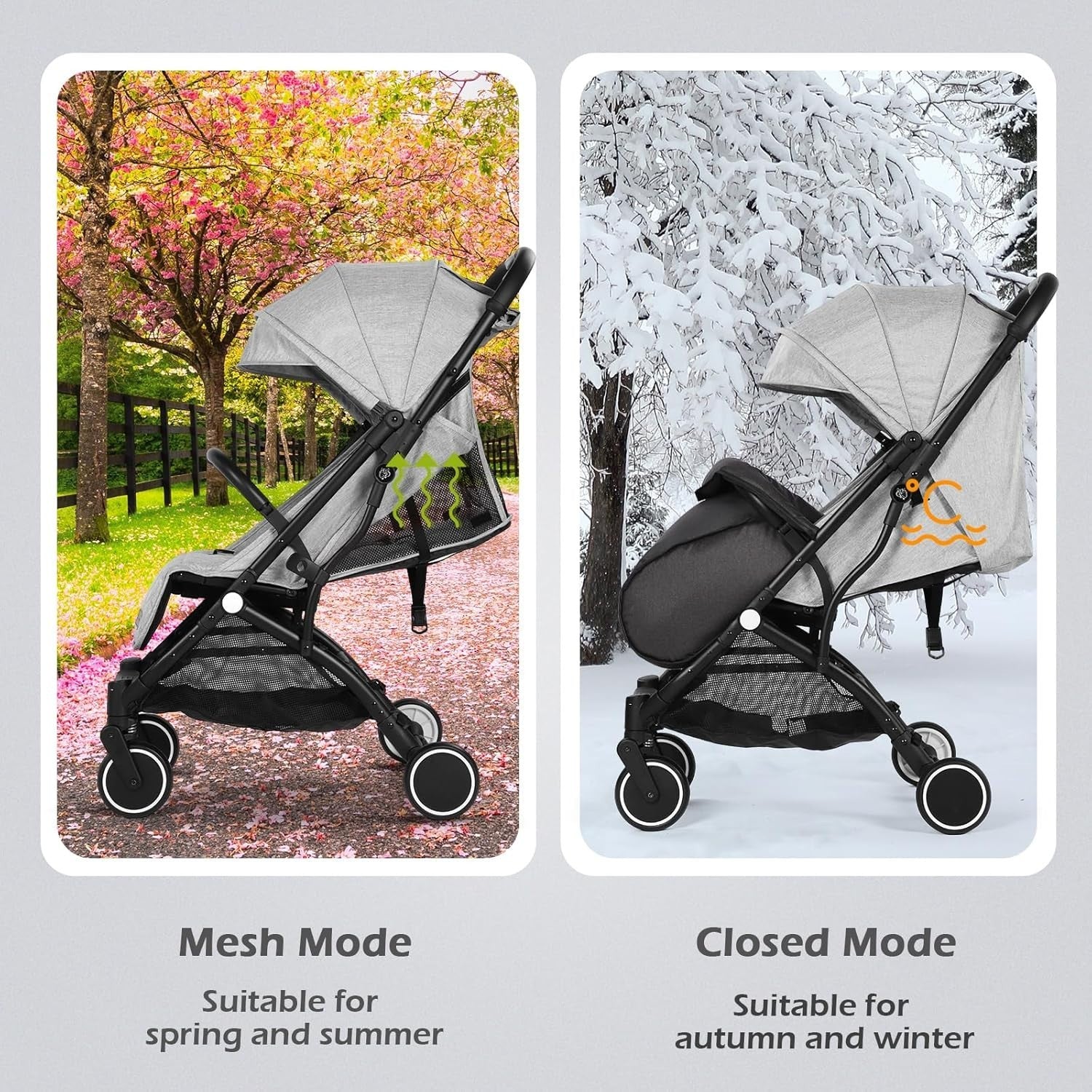 Lightweight Compact Travel Stroller One Hand Fold Buggy 5 Point Harness