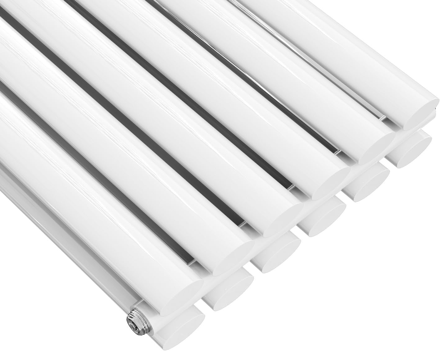 1800x590mm White Vertical Double Panel Oval Column Radiator