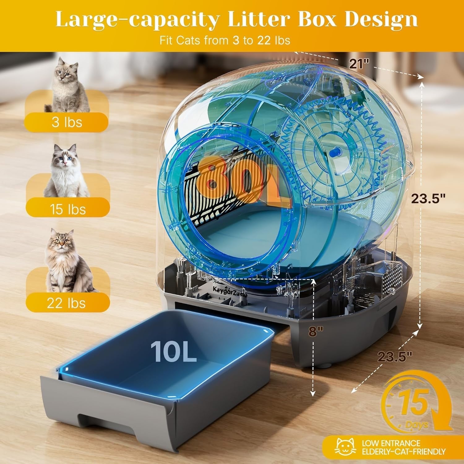 Self Cleaning Cat Litter Box APP Control Odor Control Smart Auto XL