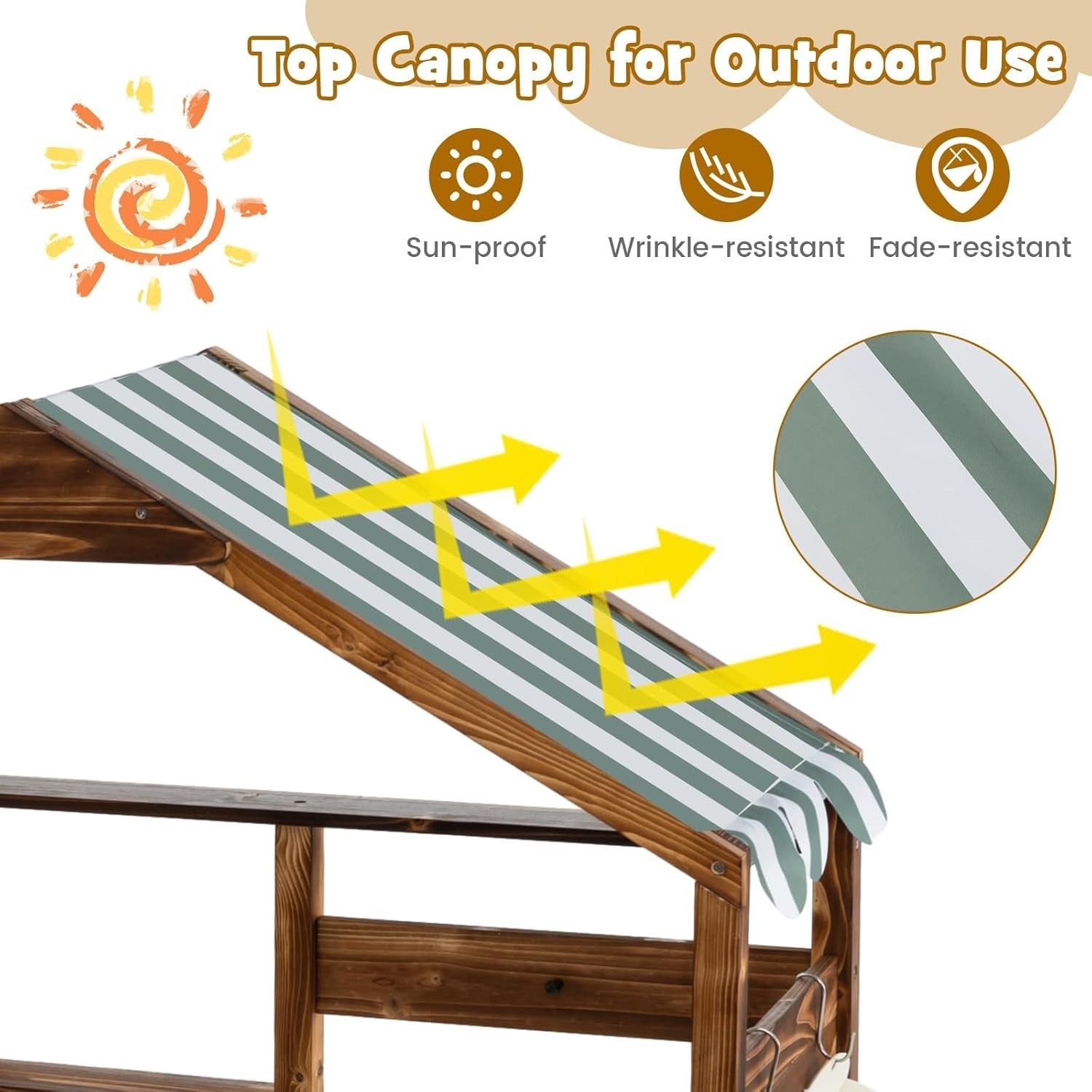 Outdoor Mud Kitchen Kids Wooden Playset w/ Canopy Sink Chalkboard