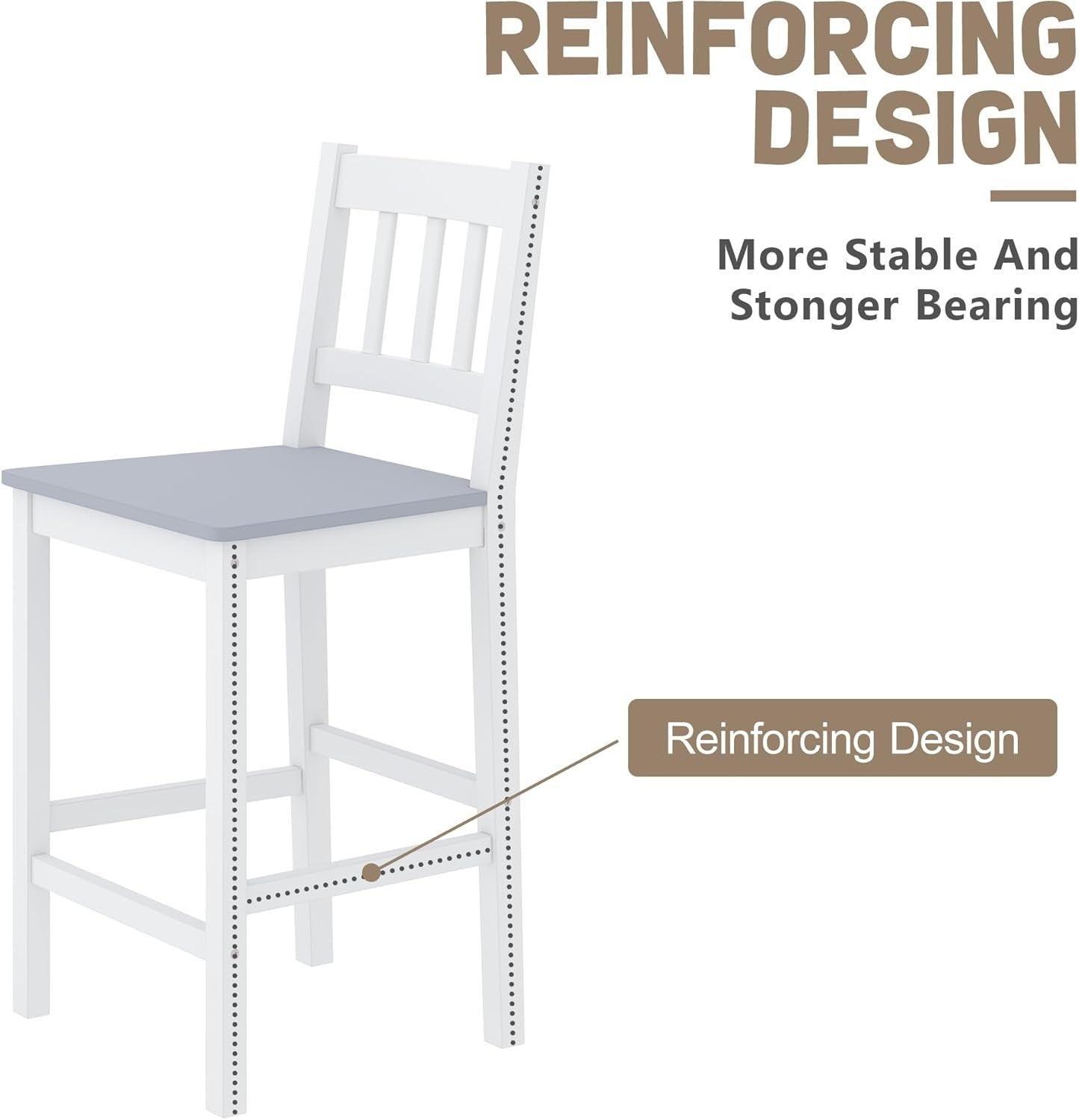 Solid Pine Wood Bar Table & 2 Stools Set | Compact Kitchen & Dining Furniture