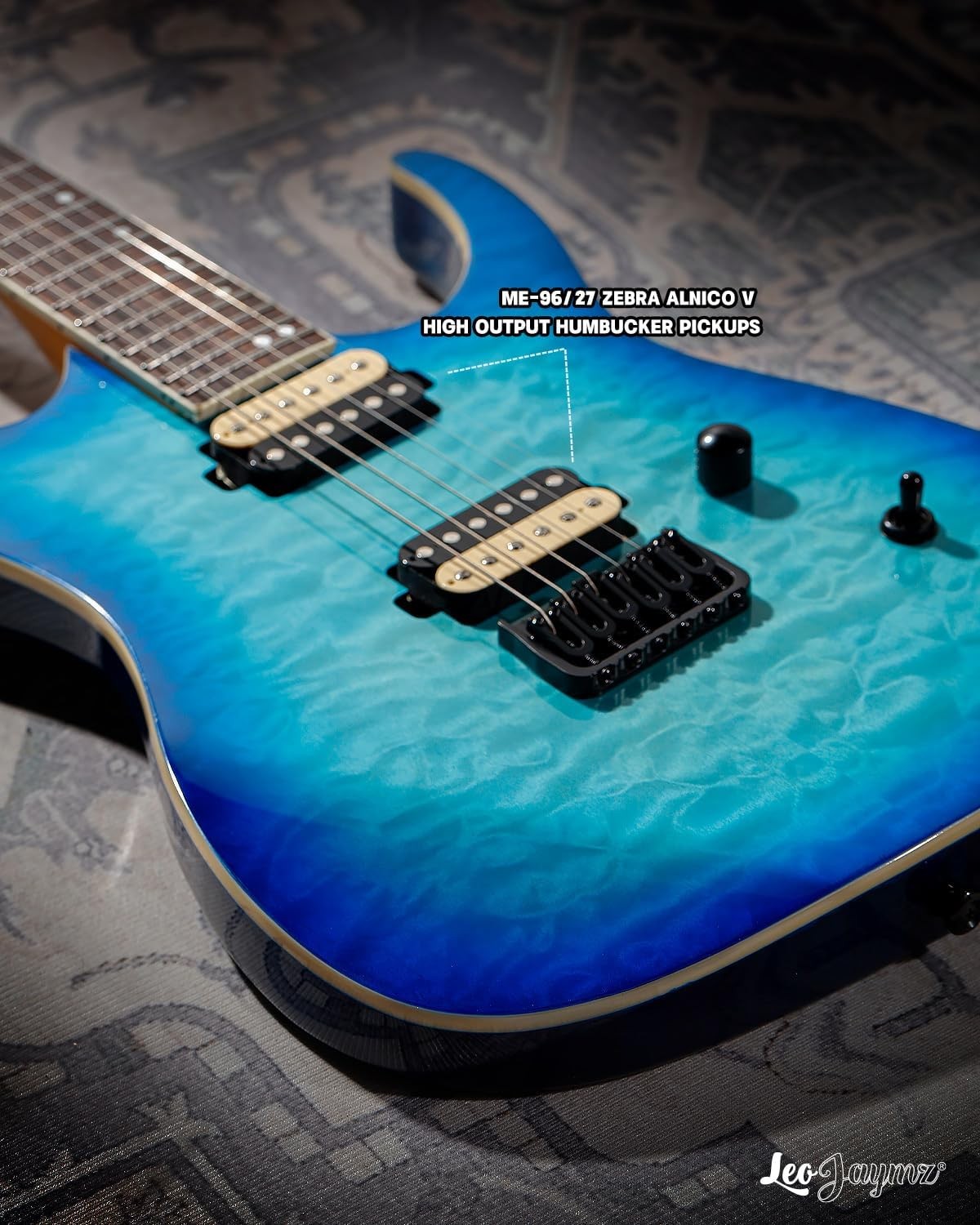 Electric Guitar HH Pickups Locking Tuners Maple Neck Blue Burst