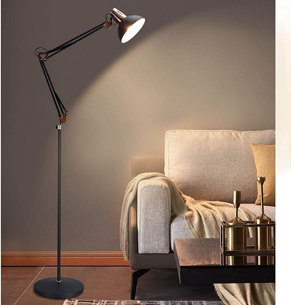 Adjustable Reading Floor Lamp LED Swing Arm Modern Standing Light Bedroom