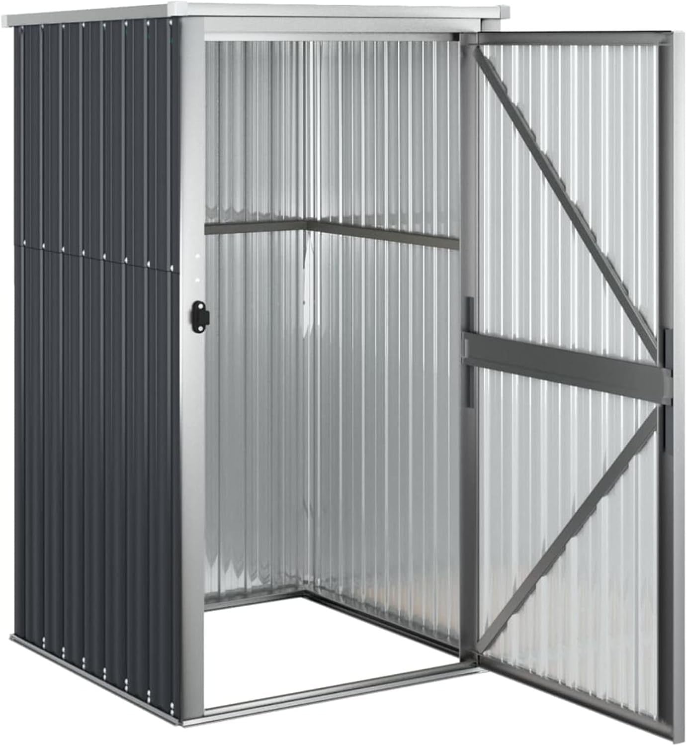 Outdoor Metal Garden Shed Storage House with Sloped Roof & Handle 88x89x161cm