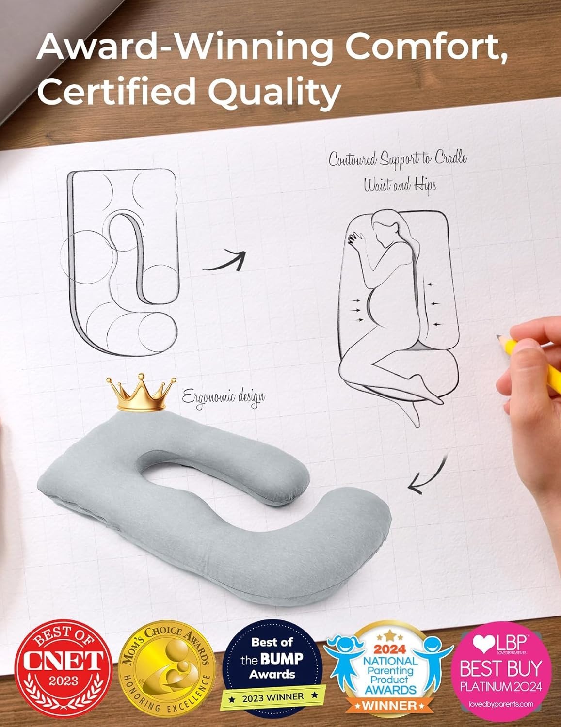 Cooling U Shaped Pregnancy Pillow 57in Full Body Maternity Support