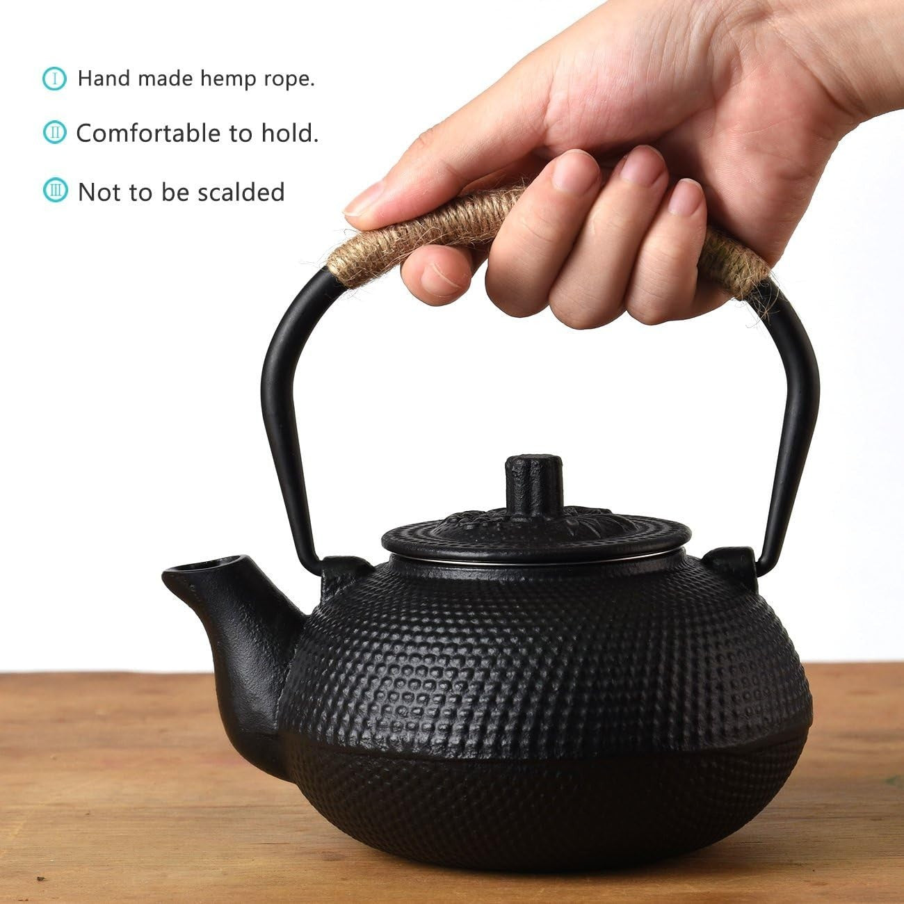 Cast Iron Teapot 650ml Japanese Tetsubin Tea Pot w/ Infuser Black