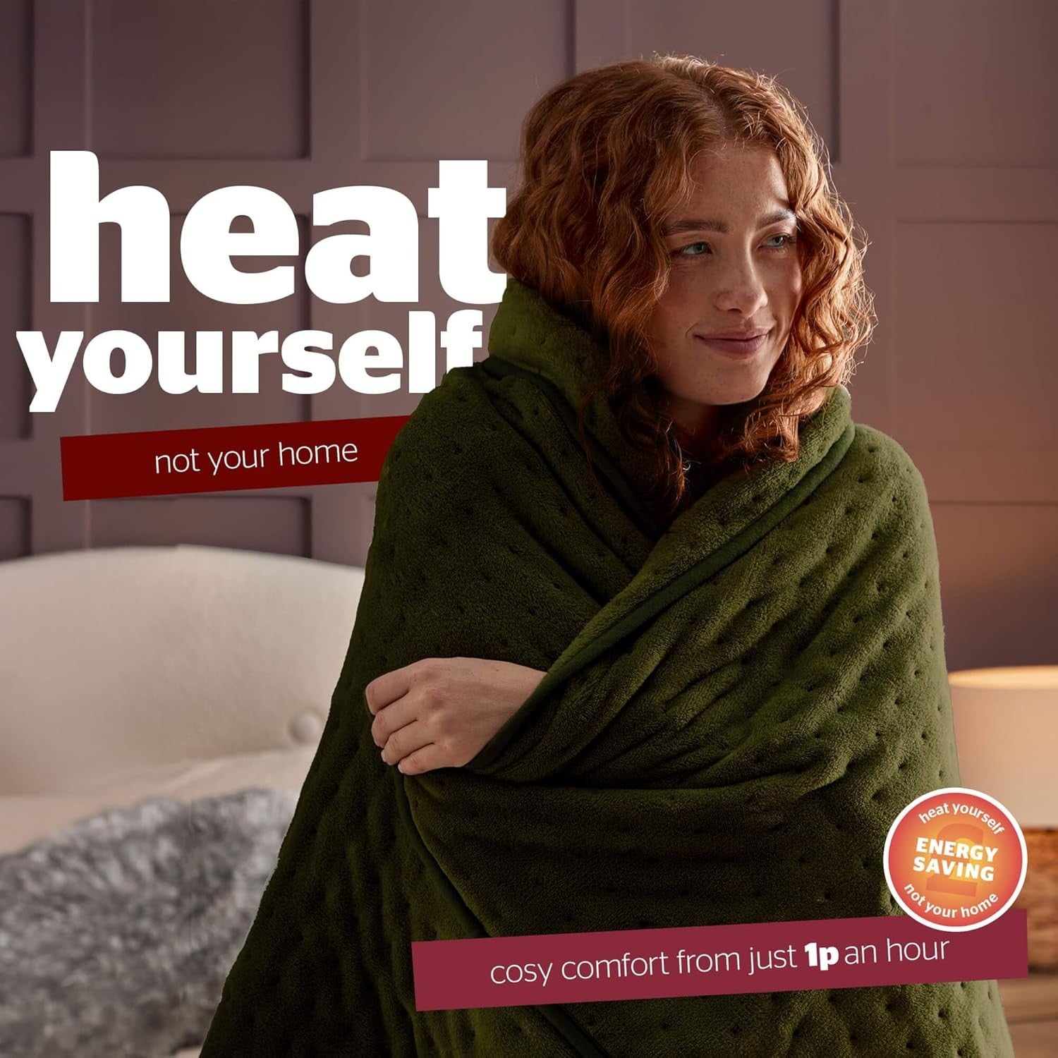 Electric Heated Throw Blanket Fleece Fast Heat 9 Settings 120x160cm