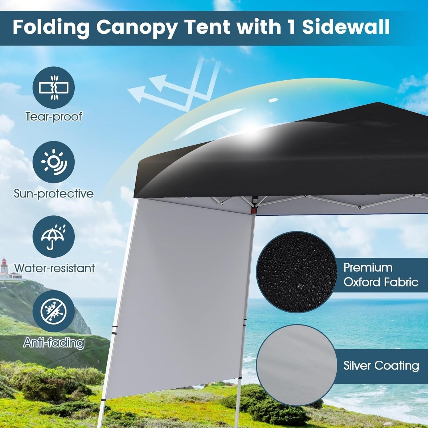 3x3M Black Pop-Up Gazebo Canopy UPF50+ Sunshade Outdoor Party Tent