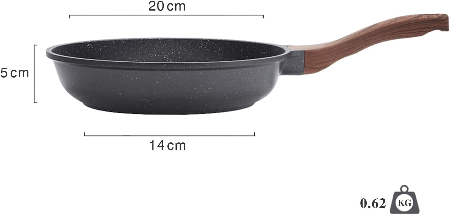 20cm Grey Non stick Frying Pan Granite Coating Skillet Cookware Induction Safe