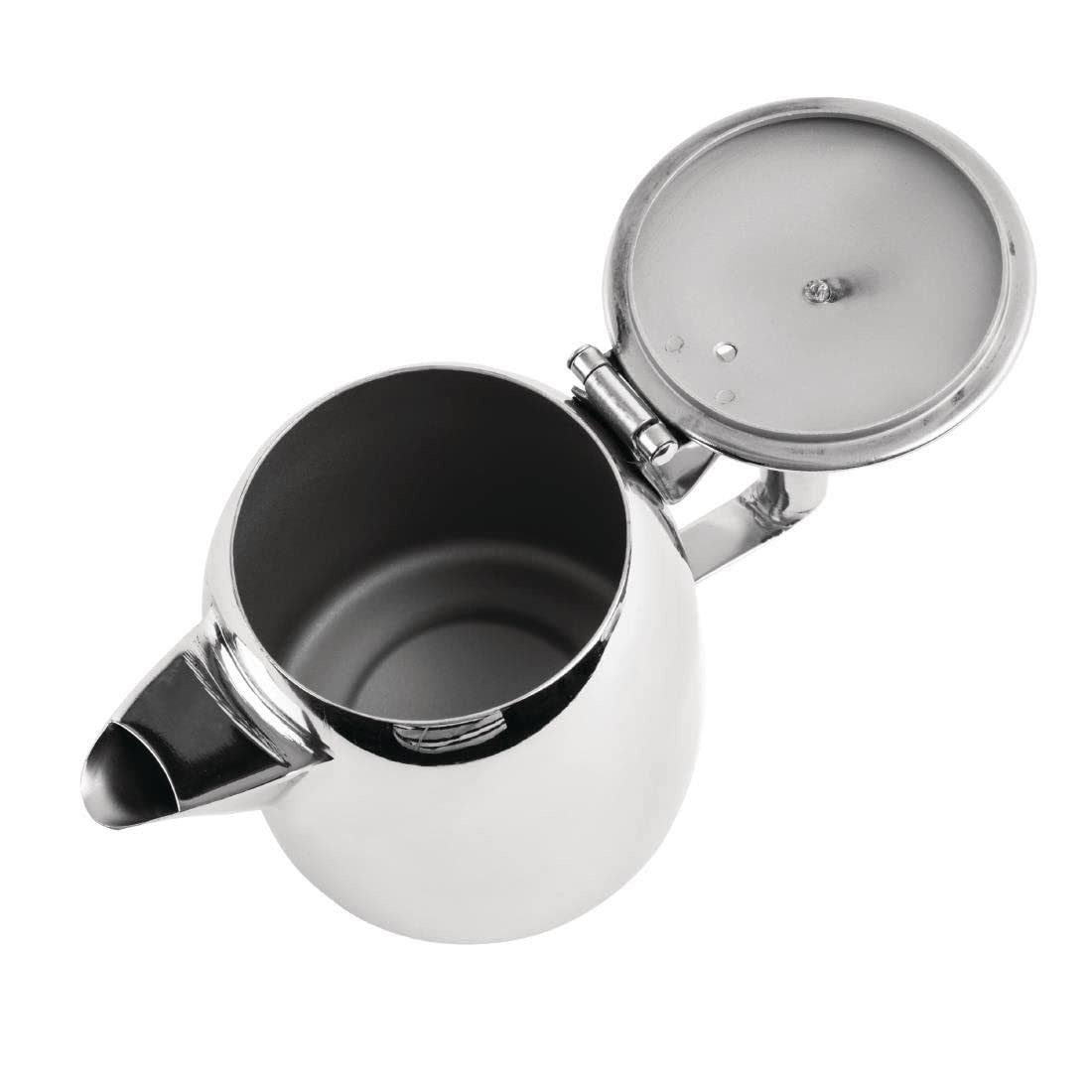 Stainless Steel Teapot 340ml Mirror Finish Tea Pot Hinged Lid Silver