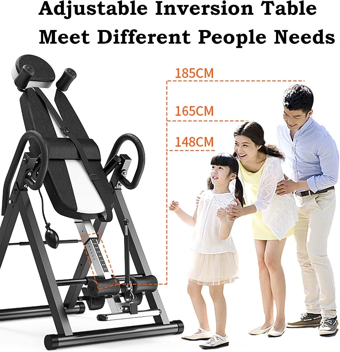 Adjustable Foldable Inversion Table, Blue with Headrest & Safety Belt, 220lb