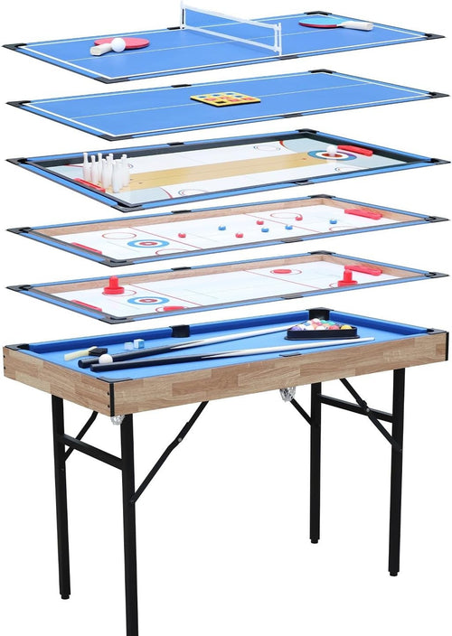 6 in 1 Folding Game Table Pool Hockey Tennis Bowling Family Arcade