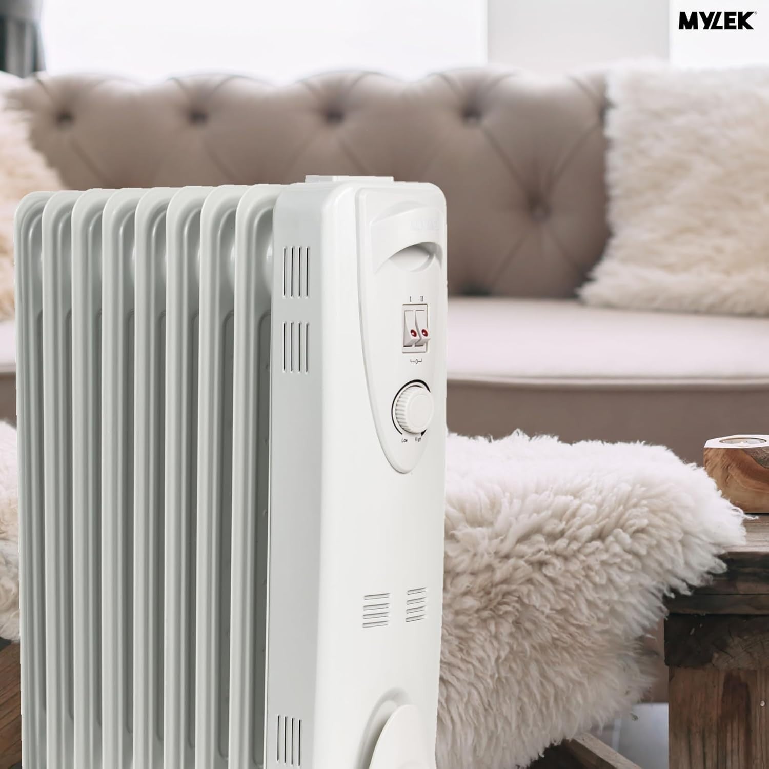 2000W Oil Filled Heater Radiator Portable Electric Adjustable Thermostat
