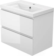 600mm White Gloss Wall Hung Bathroom Vanity Unit with Basin Sink