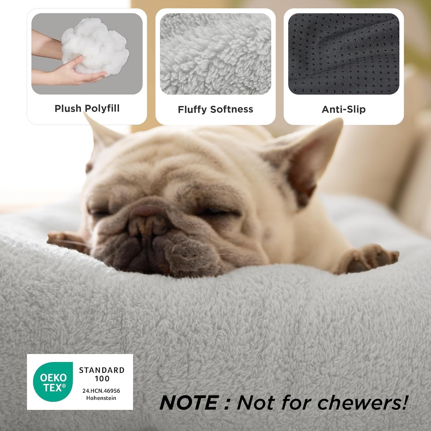 XL Dog Crate Bed 104x69cm Washable Calming Mattress Light Grey