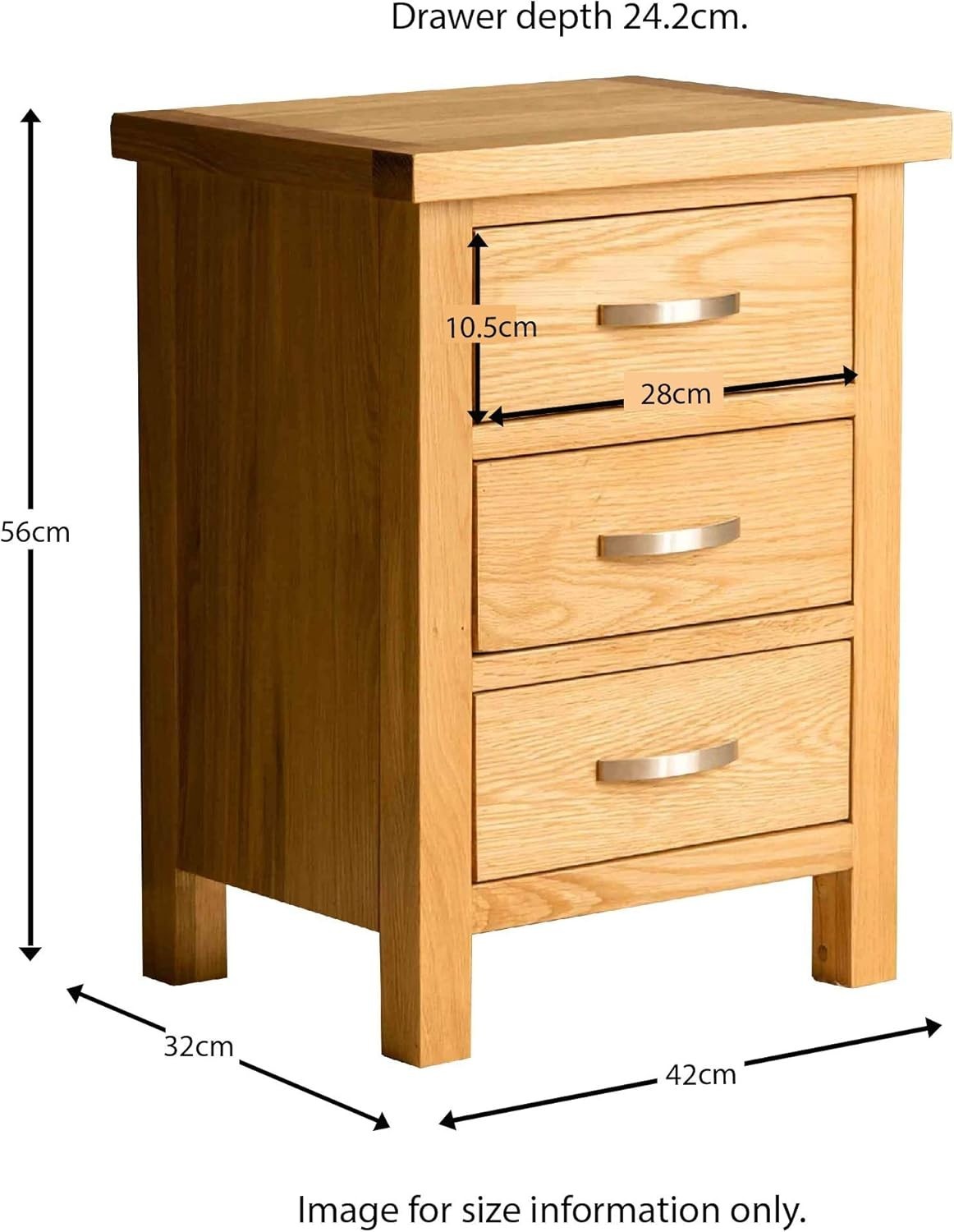 Solid Oak Bedside Tables Set of 2 with 3 Drawers – Wooden Nightstands