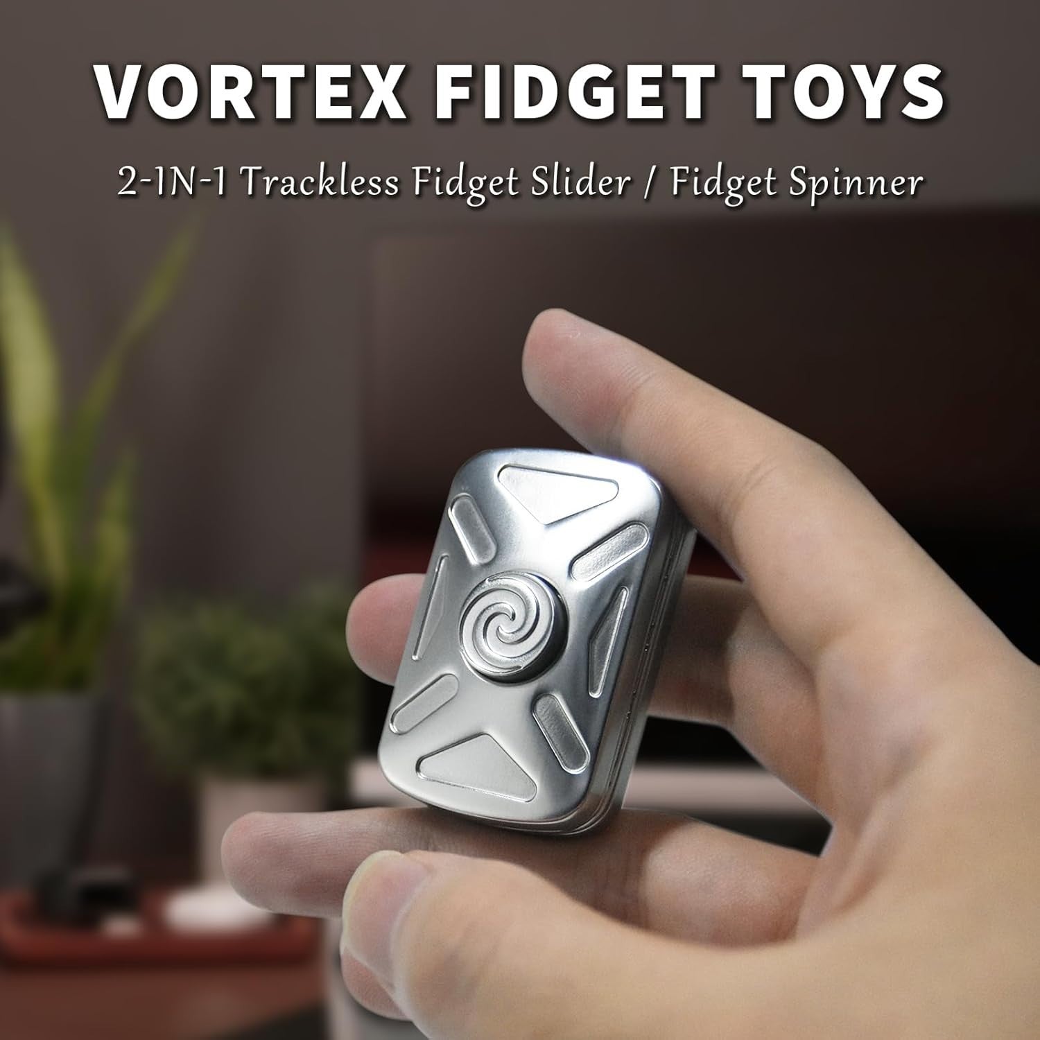 2-in-1 Metal Fidget Slider Spinner Click Stress Relief Pocket EDC Toy
