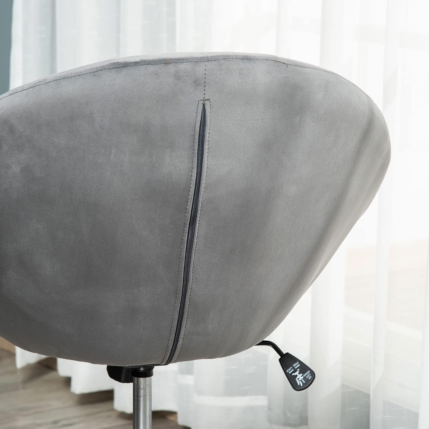 Velvet Swivel Vanity Chair Grey Adjustable Height Stool